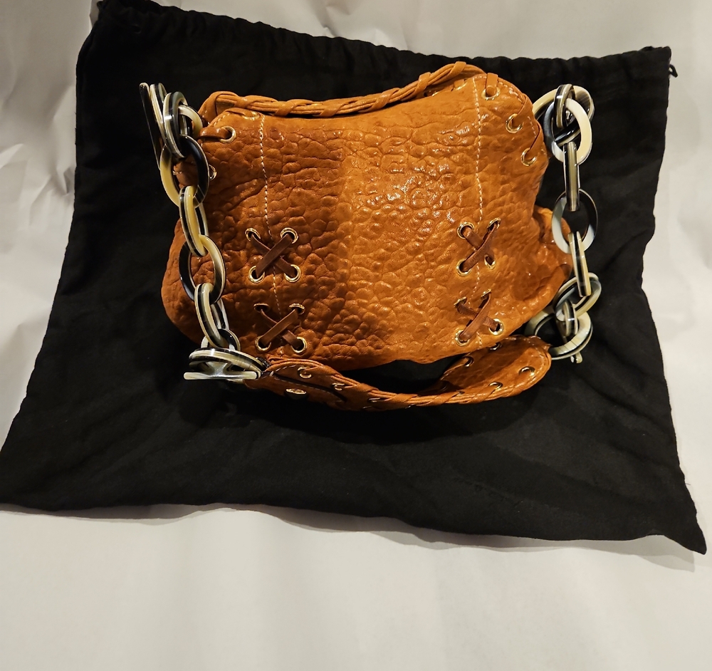 Roberto Cavalli Tan Leather Shoulder Bag